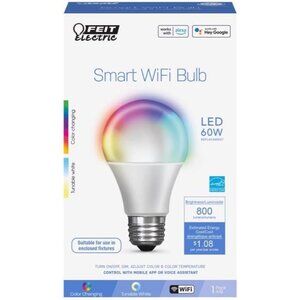 Feit Electric 60W RGBW A19 Wifi Smart LED Bulb (OM60/RGBW/CA/AG) White NWB